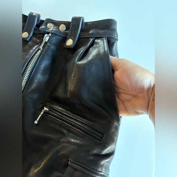 FRAME Black Lamb Leather Skirt with Zipper Detail - Picture 7 of 16
